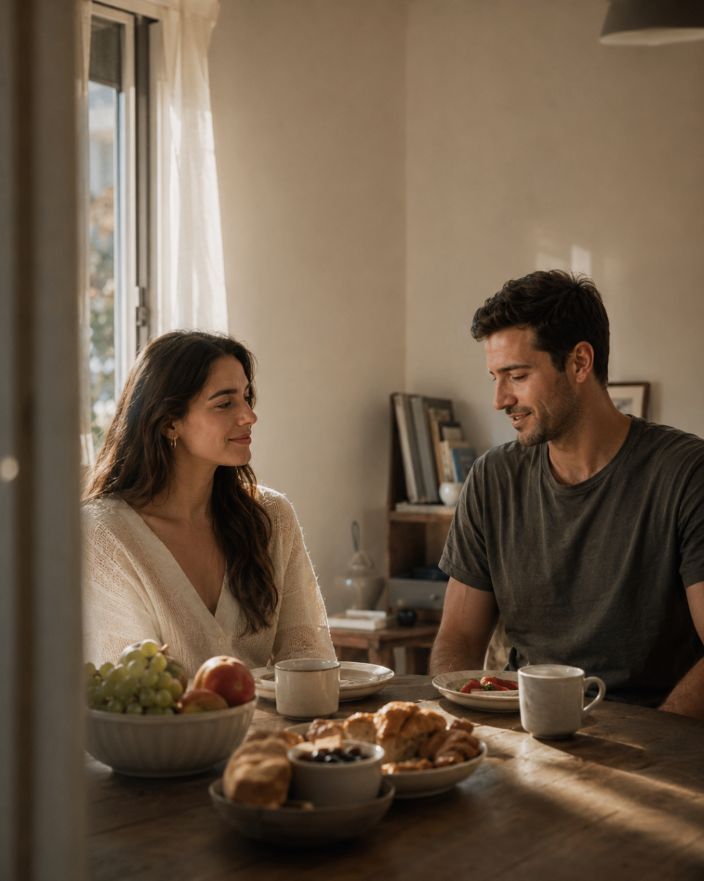 Mila and Andrija sharing a quiet Sunday breakfast together at home